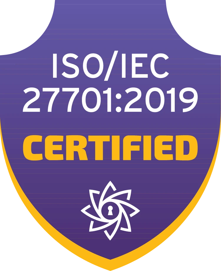 ISO/IEC 27701:2019 certified badge